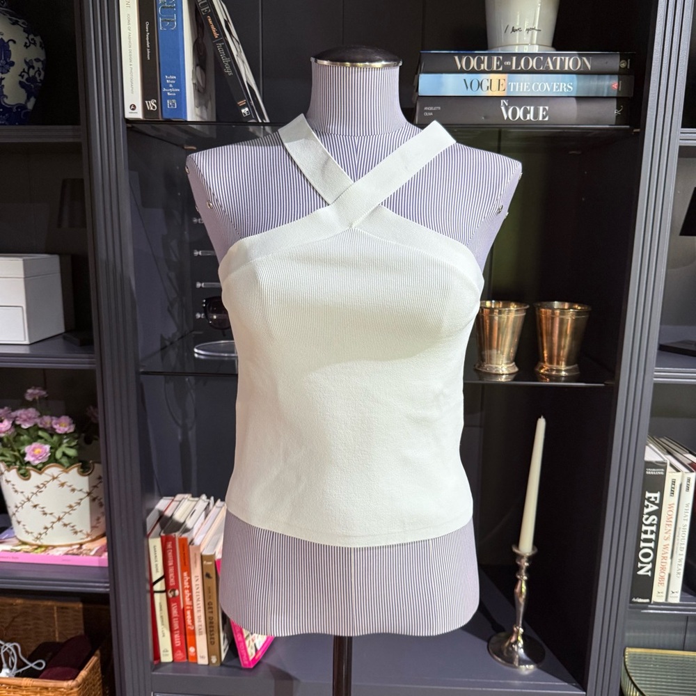 NWT J. Crew White Fitted Halter Sweater Tank – Size M